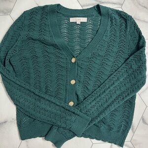 LOFT Women's Green Knit Sweater
